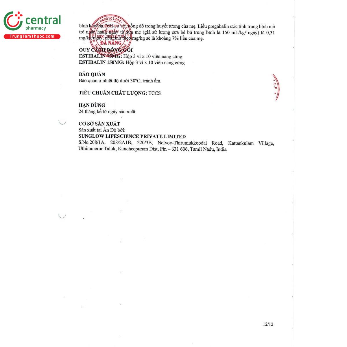 hdsd estibalin 150mg 12 Q6485