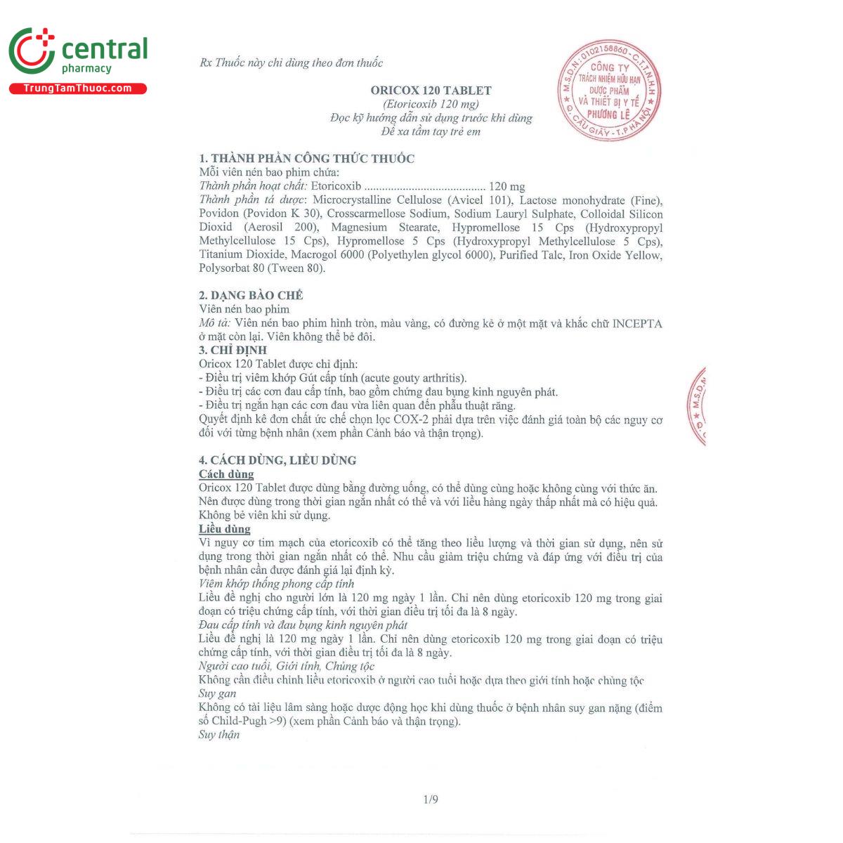 hdsd oricox 120 tablet 1 H3150