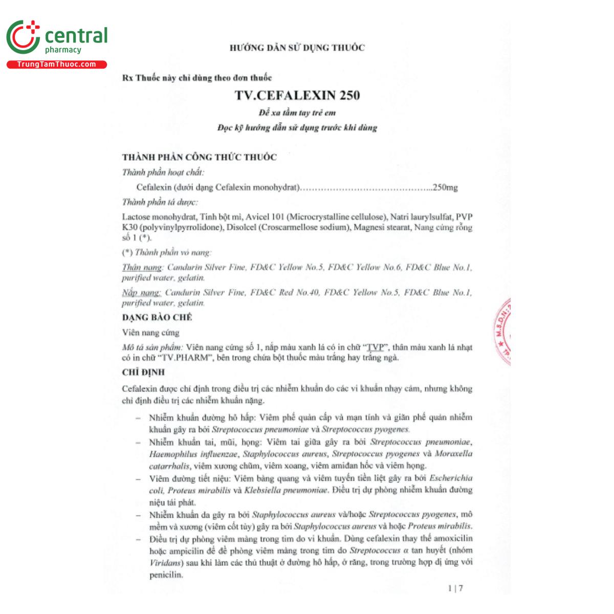 hdsd thuoc tv cefalexin 250mg 1 I3183 hdsd thuoc tv cefalexin 250mg 1 I3183