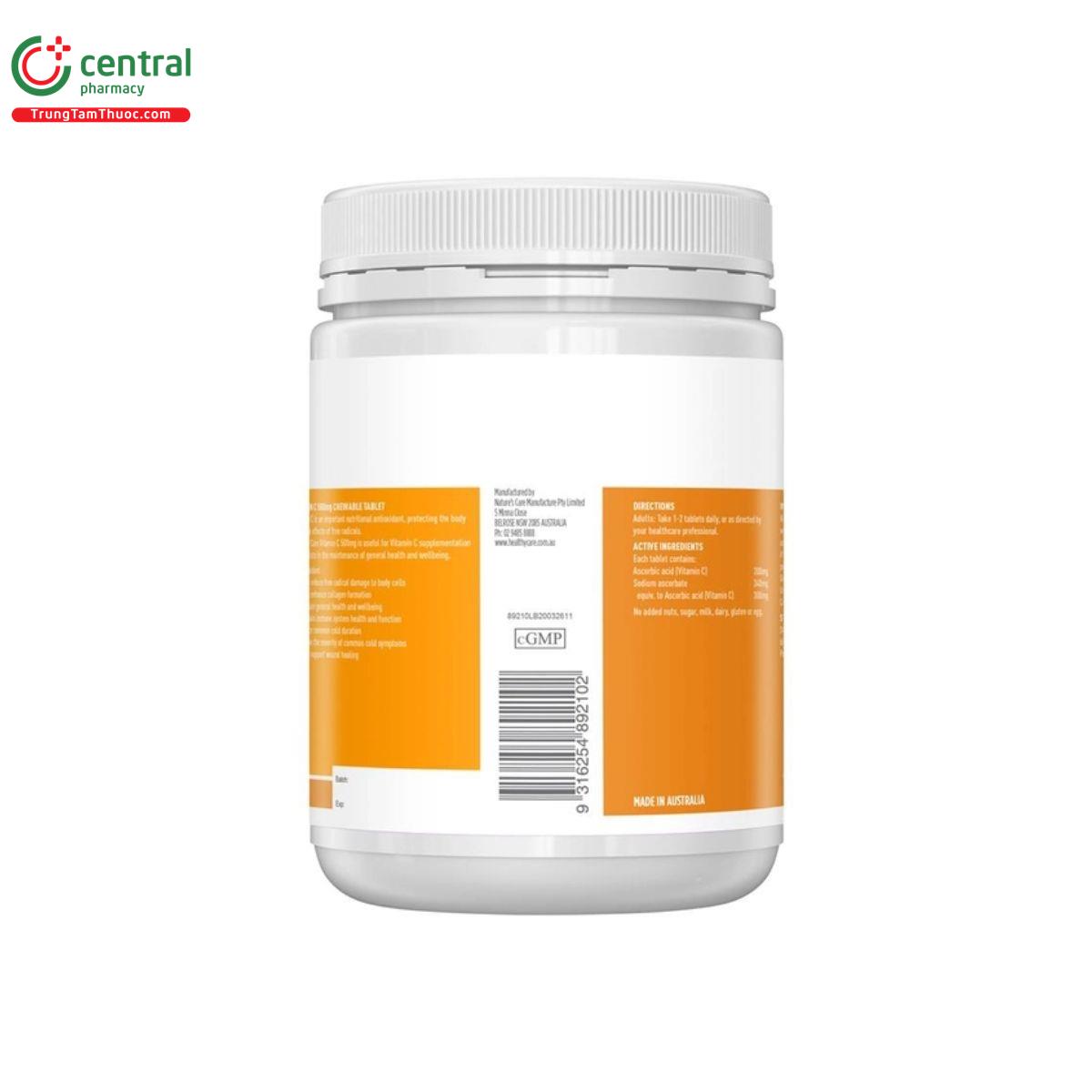 healthy care vitamin c 500mg chewable tablet 4 D1053