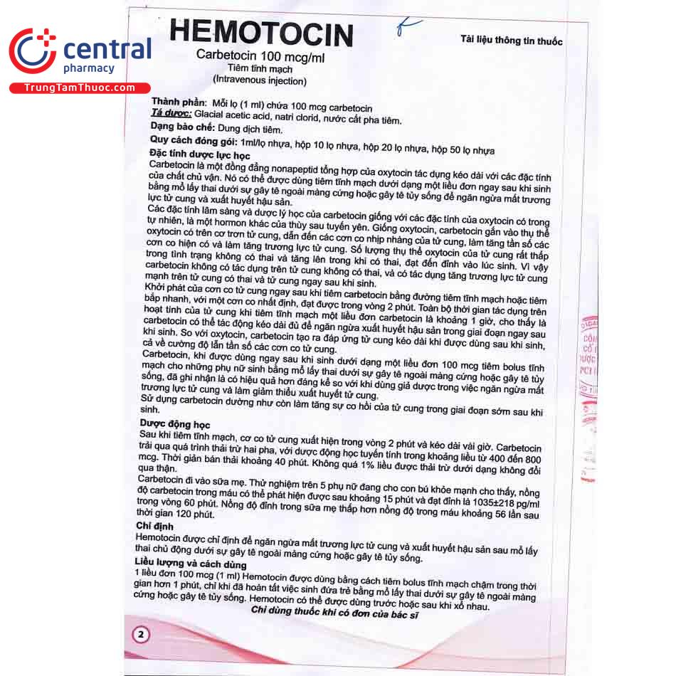 hemotocin 100mcg ml 5 E1885