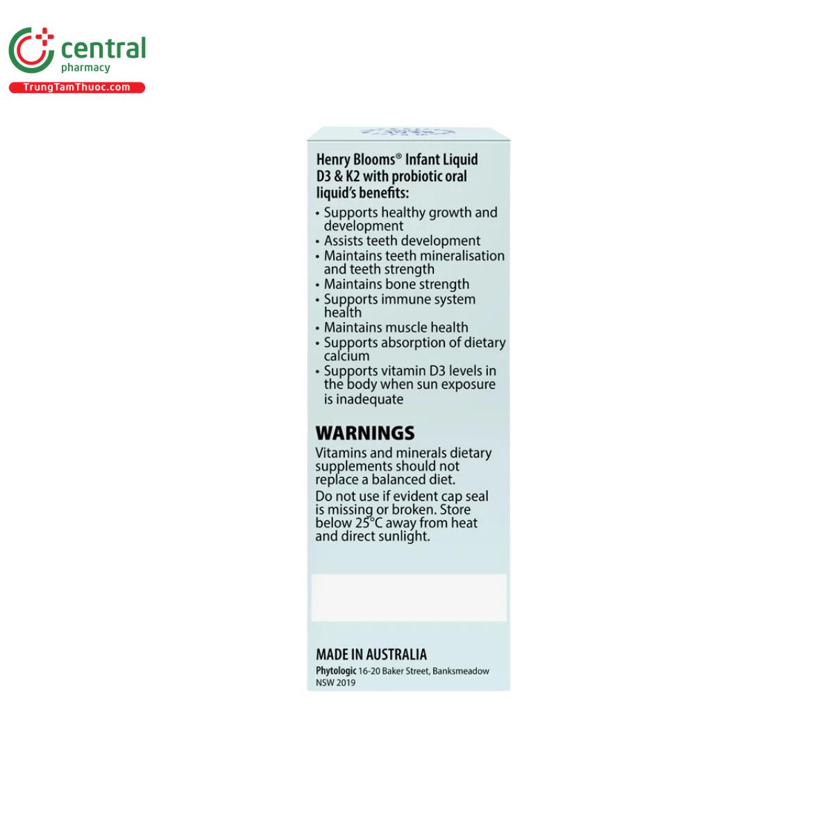 henry blooms infant liquid d3 k2 with probiotic 4 H3808