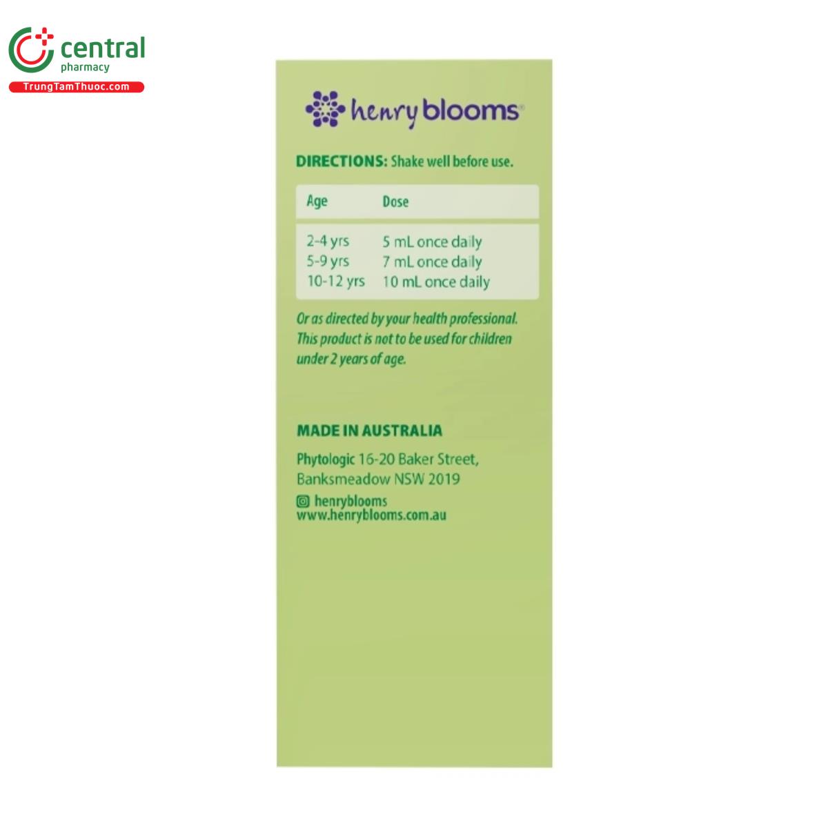 henry blooms kids liquid cold and flu 4 H3777