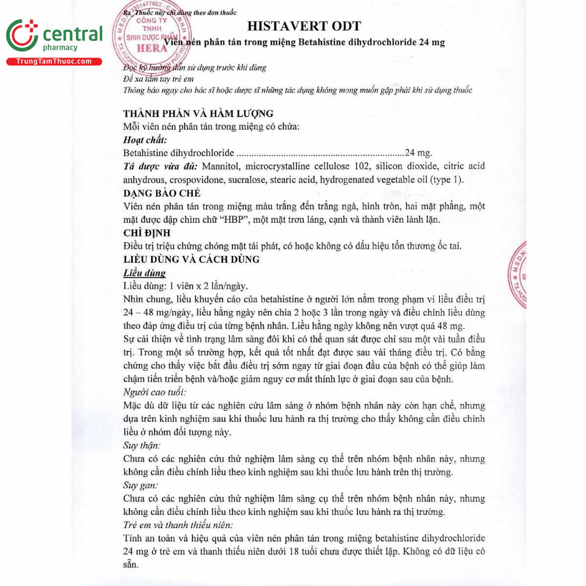 histavert odt 24mg 3 S7888