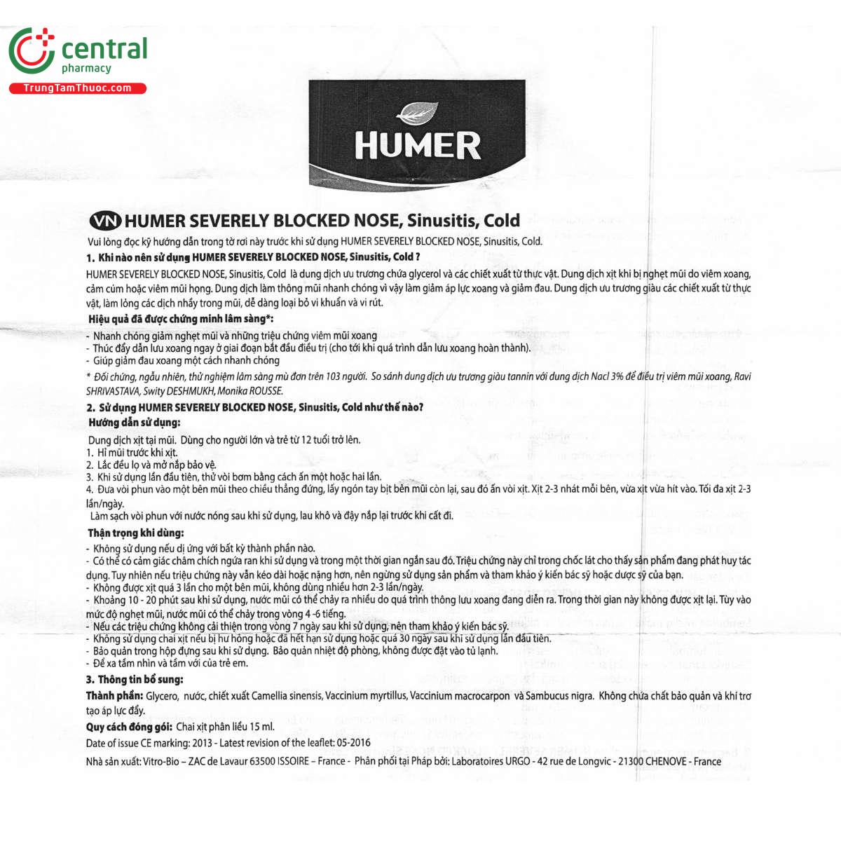 humer severely blocked nose sinusitis cold 9 J3078