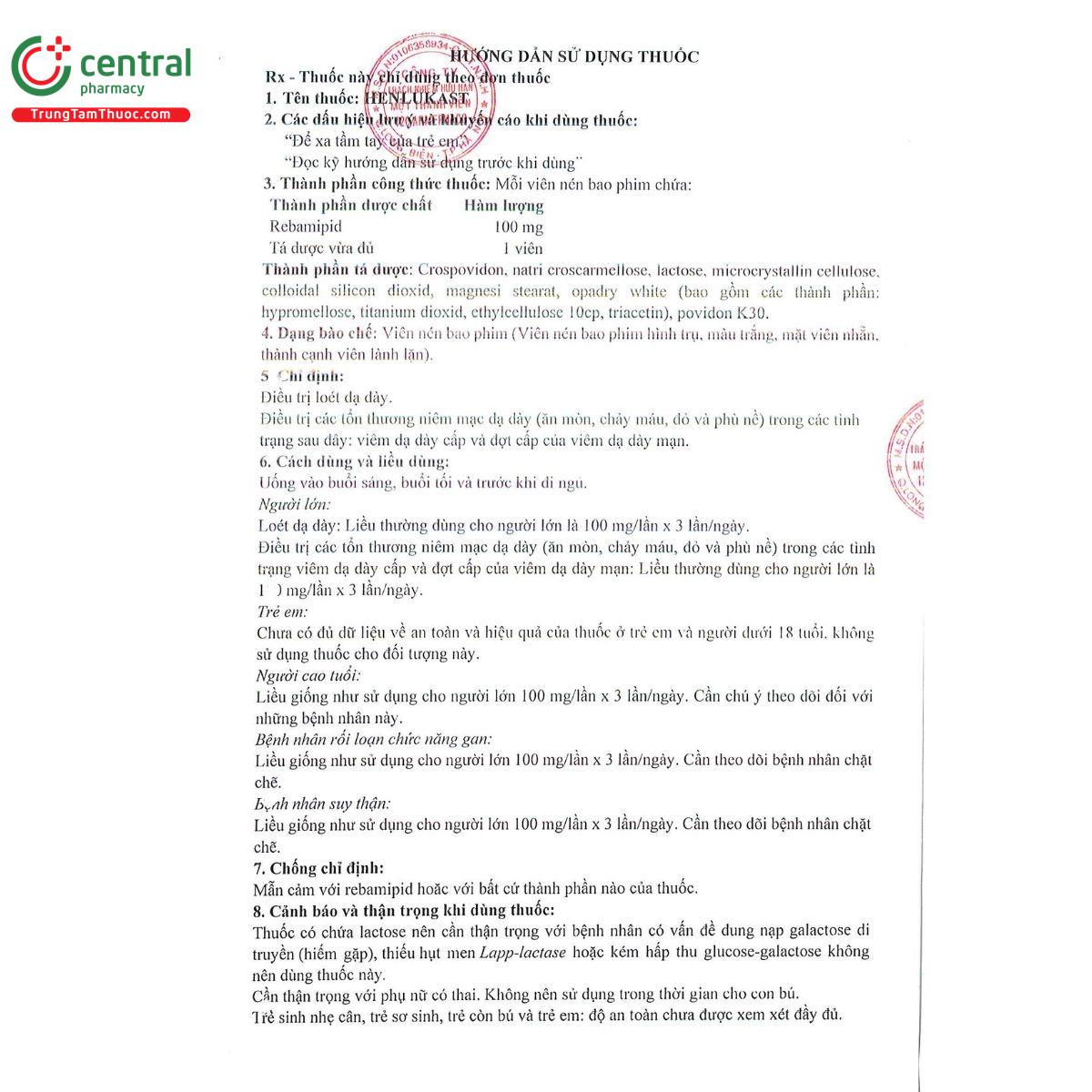 huong dan su dung henlukast 100mg 1 B0863 huong dan su dung henlukast 100mg 1 B0863