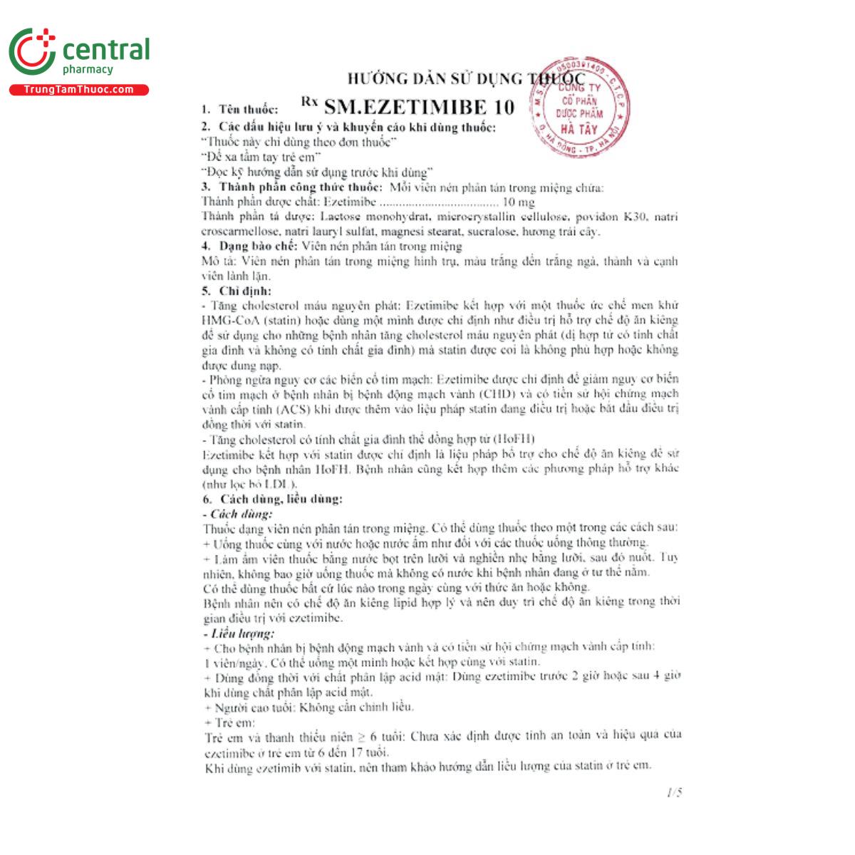 huongdansudung thuoc sm ezetimibe 10mg 1 A0277 huongdansudung thuoc sm ezetimibe 10mg 1 A0277