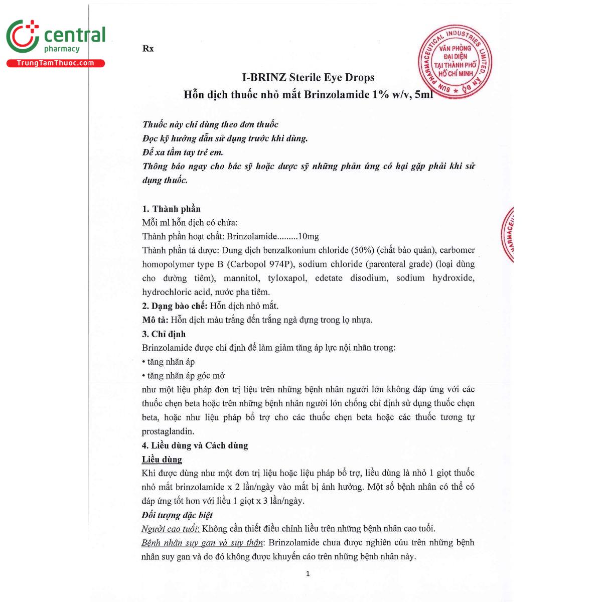 i brinz sterile eye drops 10mg ml 1 S7668