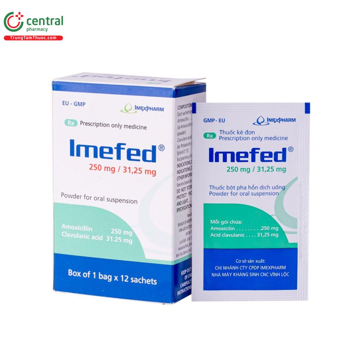 Thuốc Imefed 250mg/31,25mg điều trị nhiễm khuẩn hô hấp, tiết niệu, ổ bụng