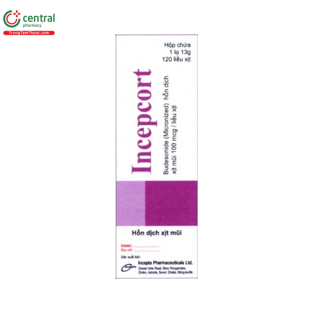 incepcort nasal spray 100mcg 1 K4222