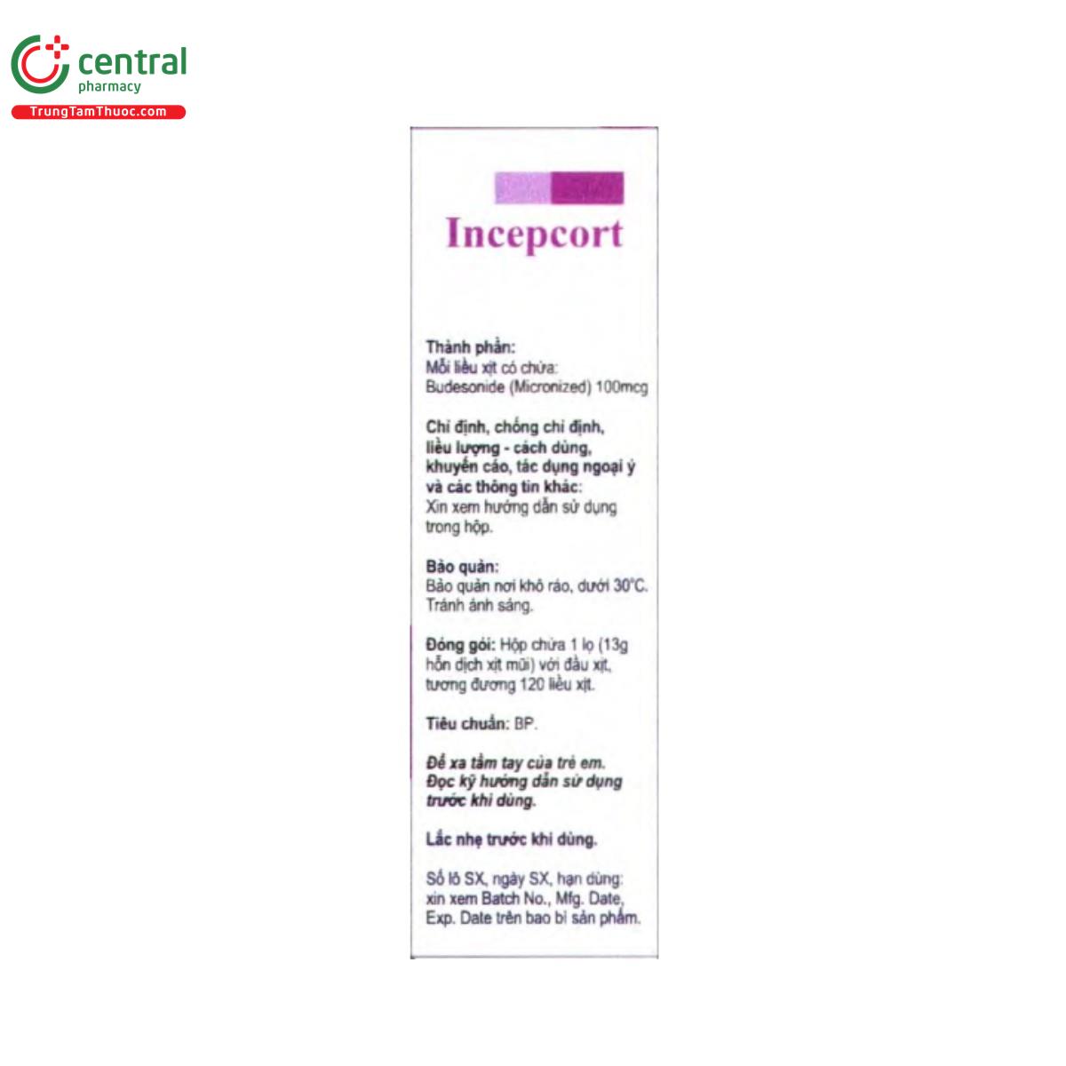 incepcort nasal spray 100mcg 2 D1474