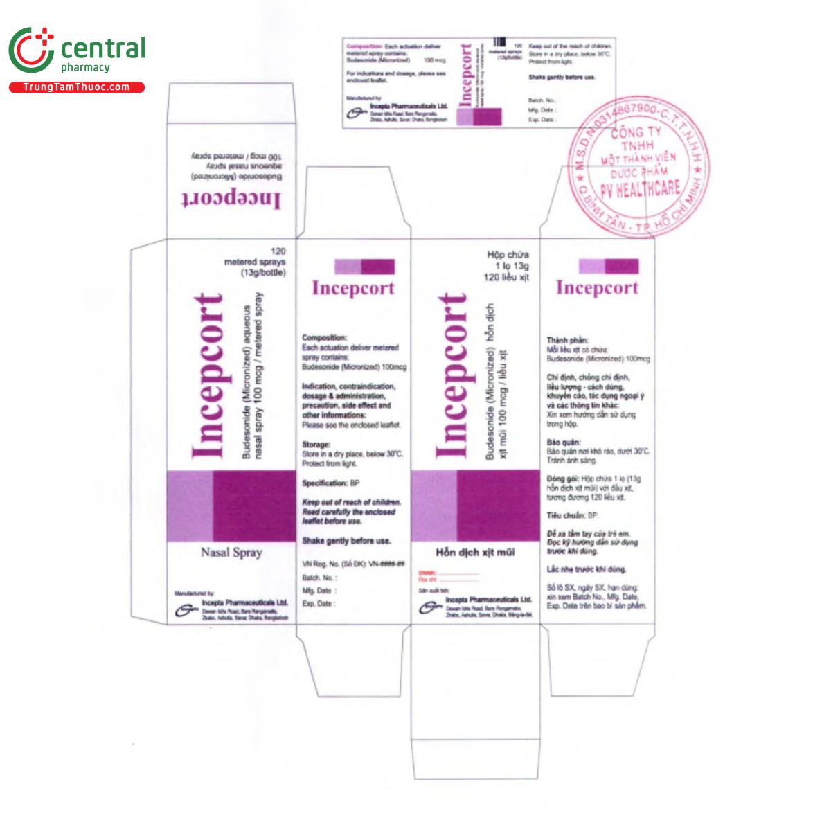 incepcort nasal spray 100mcg 4 E1486