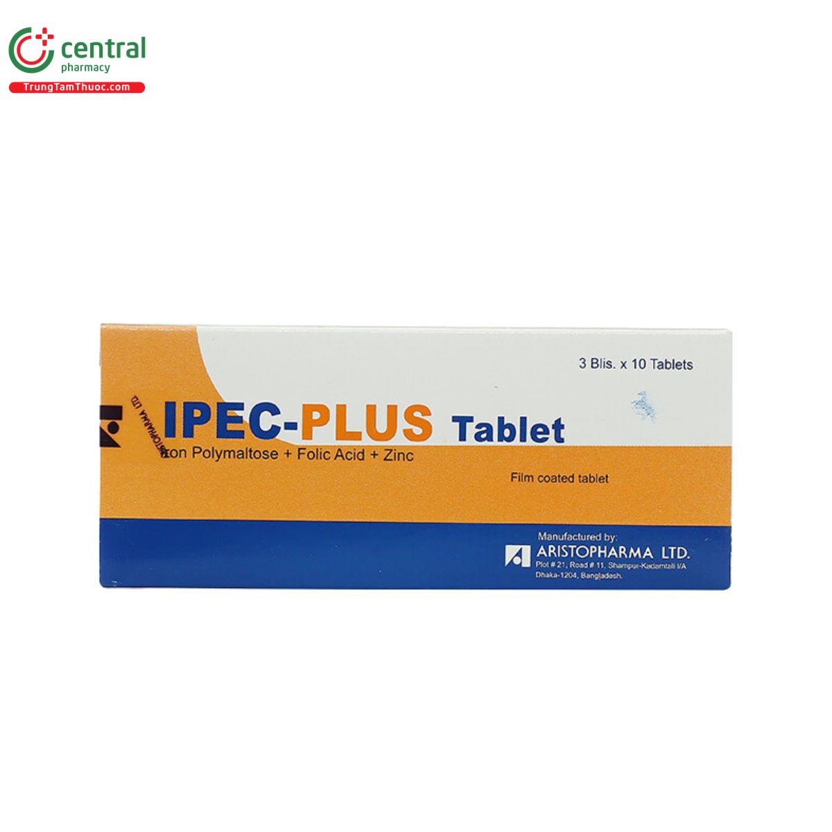 Thuốc Ipec-Plus Tablet phòng ngừa và trị thiếu sắt, kẽm, acid folic