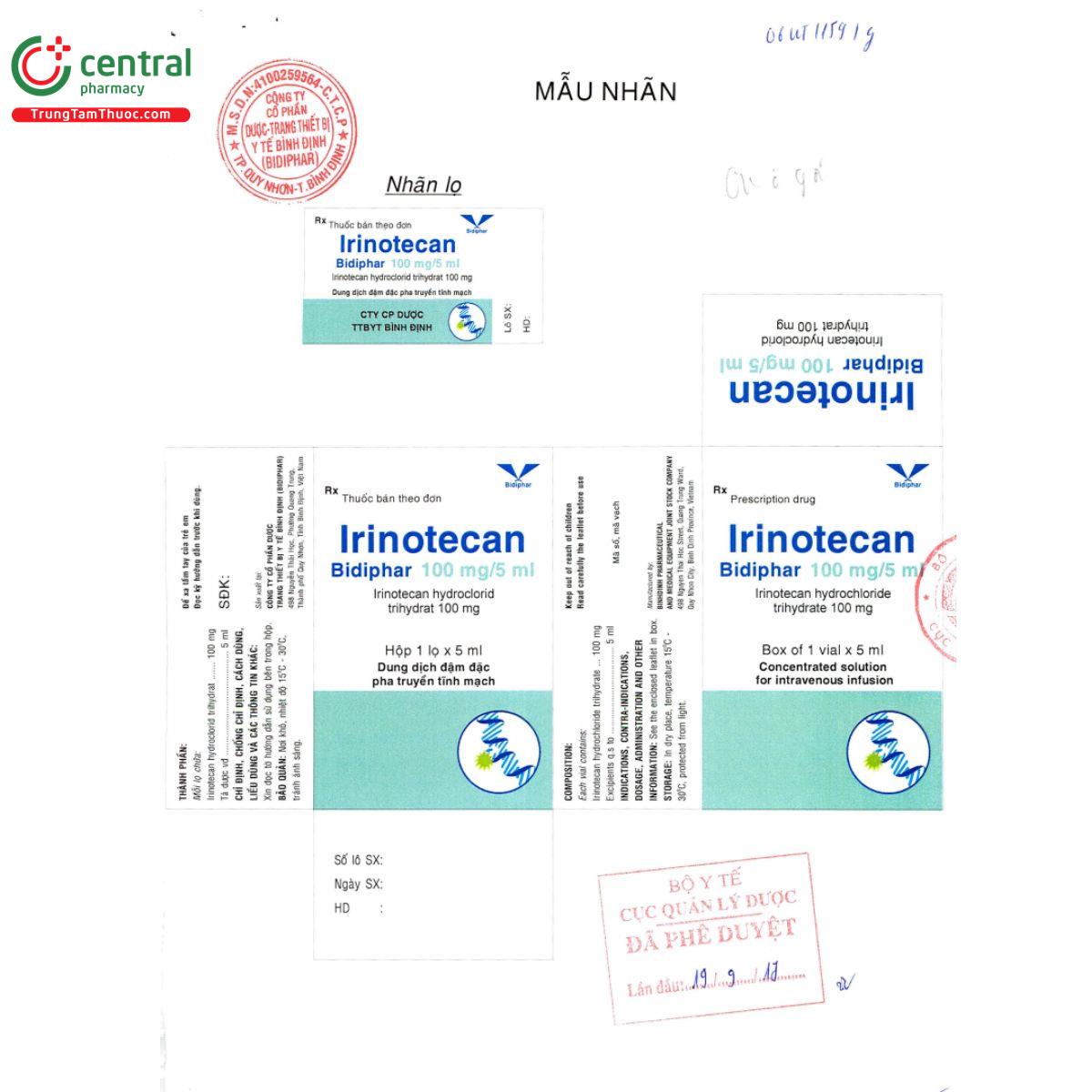 irinotecan bidiphar 100mg 5ml 4 R7850