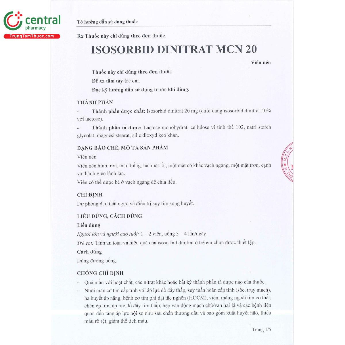 isosorbid dinitrat mcn 20 5 O5015 isosorbid dinitrat mcn 20 5 O5015