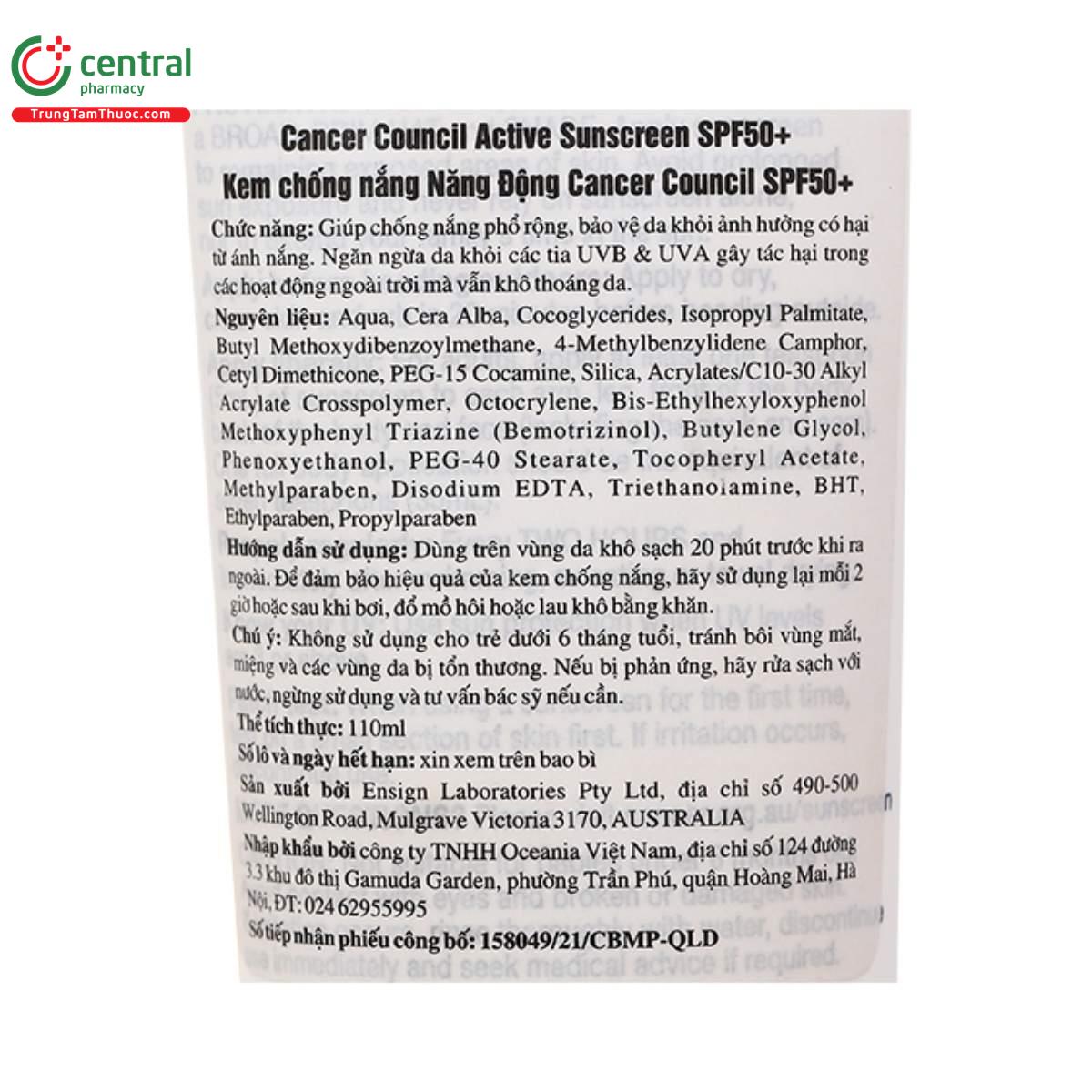 kem chong nang cancer council active sunscreen spf50 mau den 3 B0332