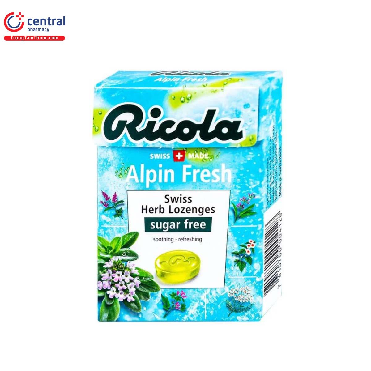 Kẹo thảo mộc không đường hương bạc hà Ricola Alpin Fresh (40g)