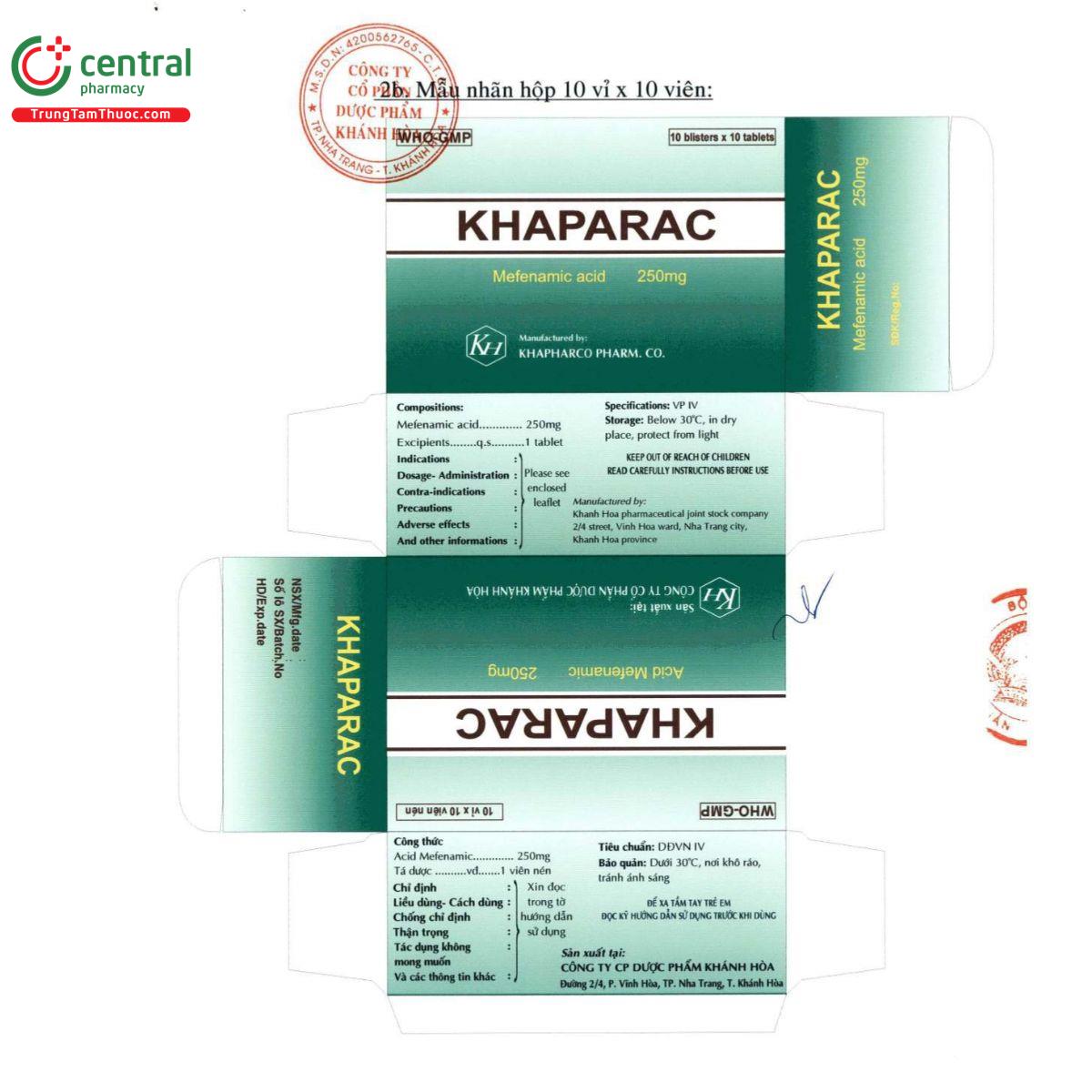 khaparac 250mg 5 C0225 khaparac 250mg 5 C0225