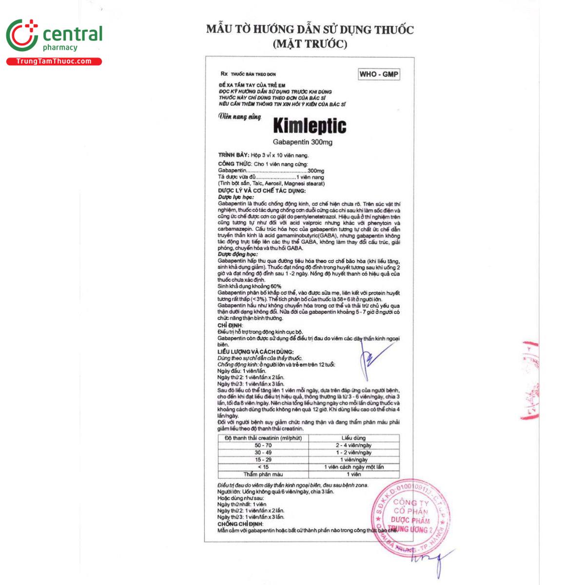kimleptic 300mg 5 C1633