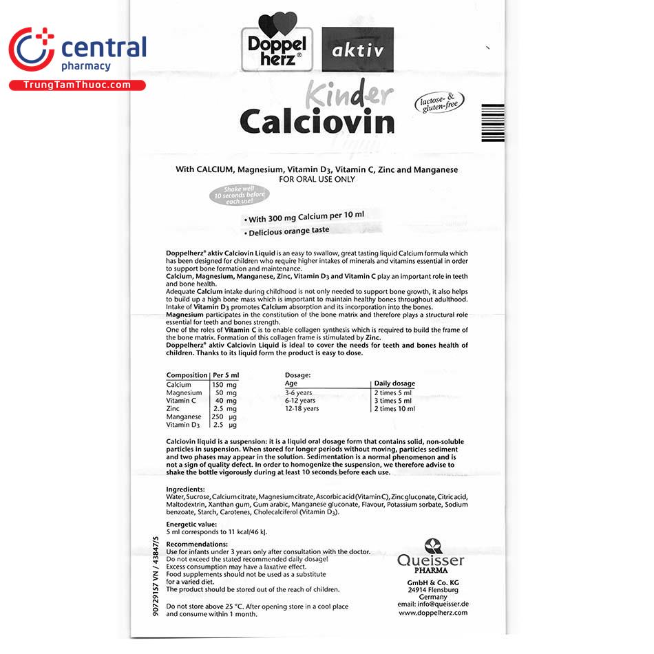 kinder calciovin liquid doppelherz 200ml 15 Q6700