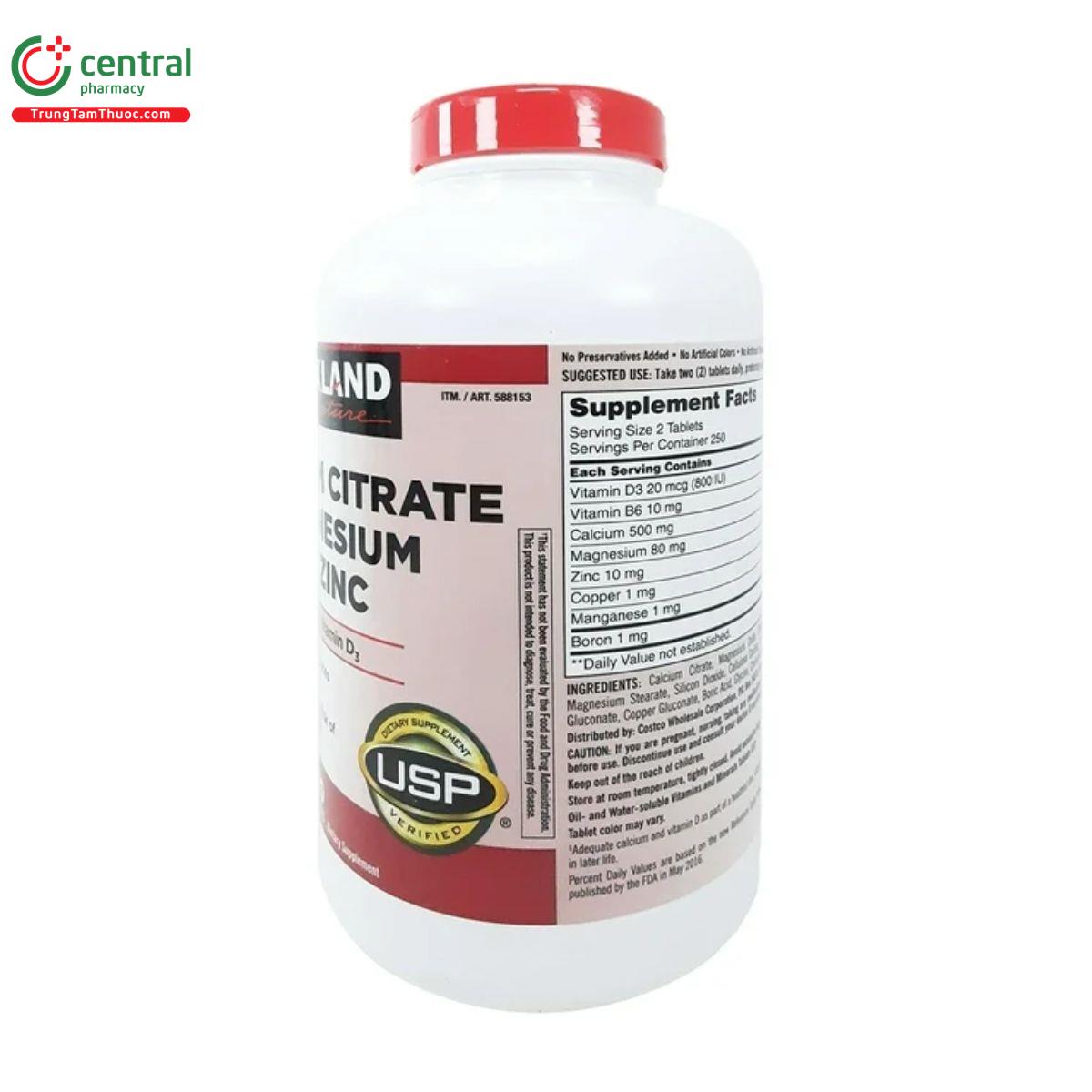 kirkland calcium citrate magnesium and zinc 8 O6326