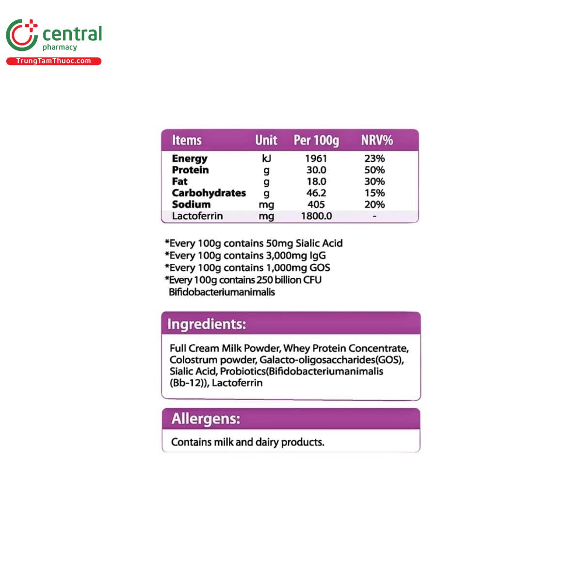 lactoferrin formula milk powder bifidobacteriumanimalis bb 12 5 G2534