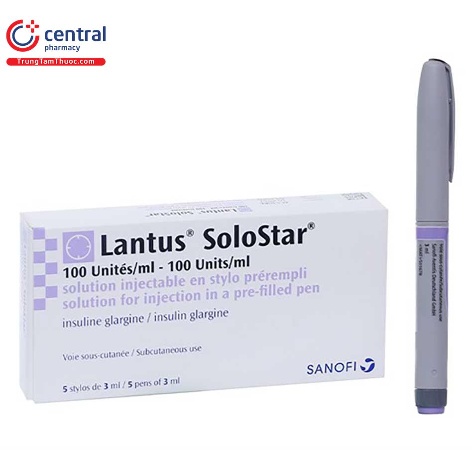 Bút tiêm Lantus SoloStar 100U/ml chứa Insulin Glargine điều trị tiểu đường