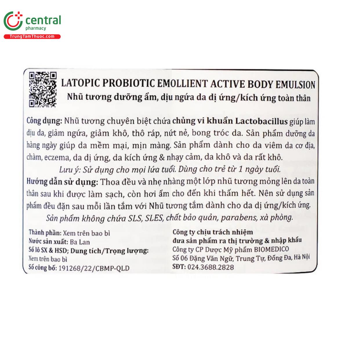 latopic probiotic emollient active body emulsion 6 C0611 latopic probiotic emollient active body emulsion 6 C0611
