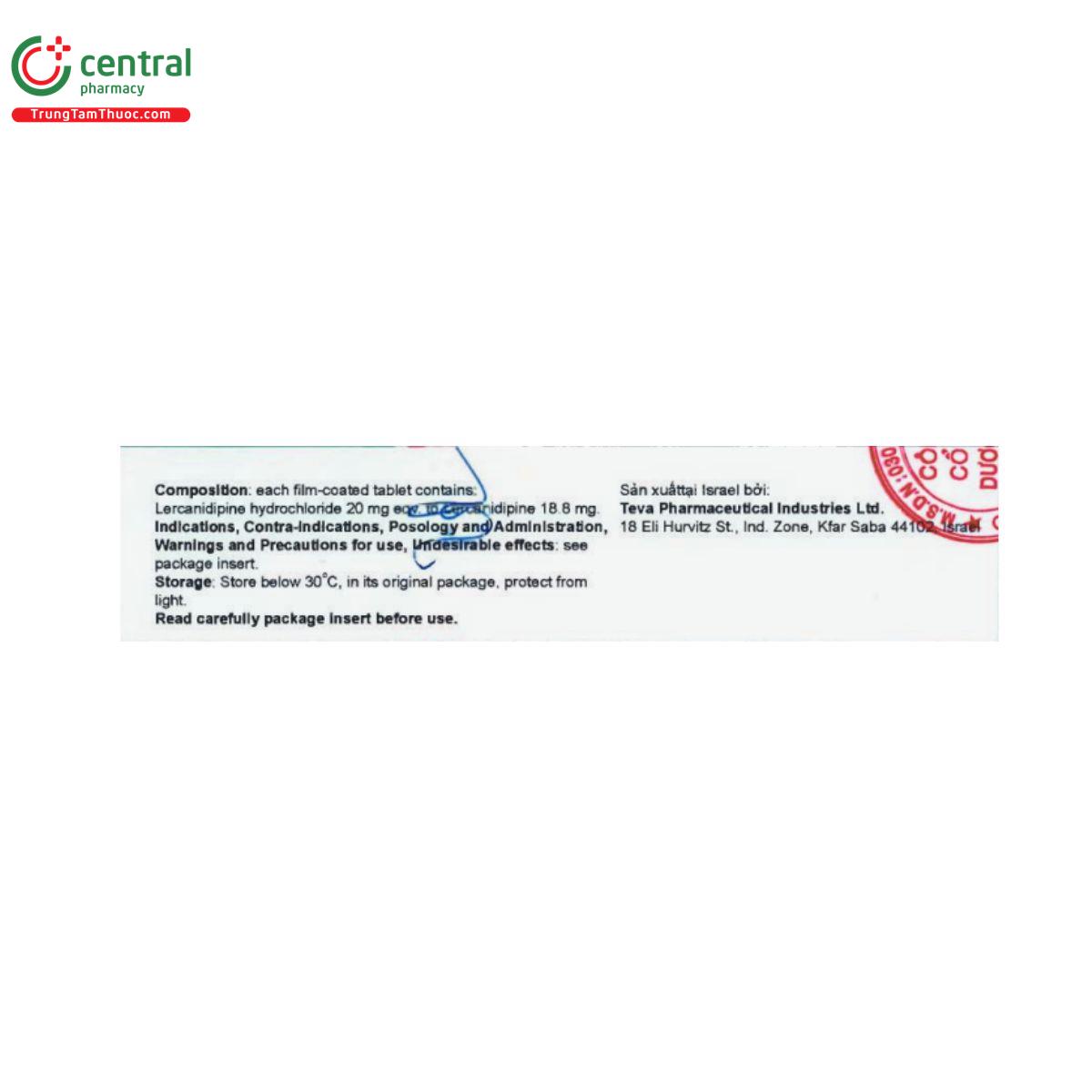 lercanidipine teva 20mg 2 O5544 lercanidipine teva 20mg 2 O5544