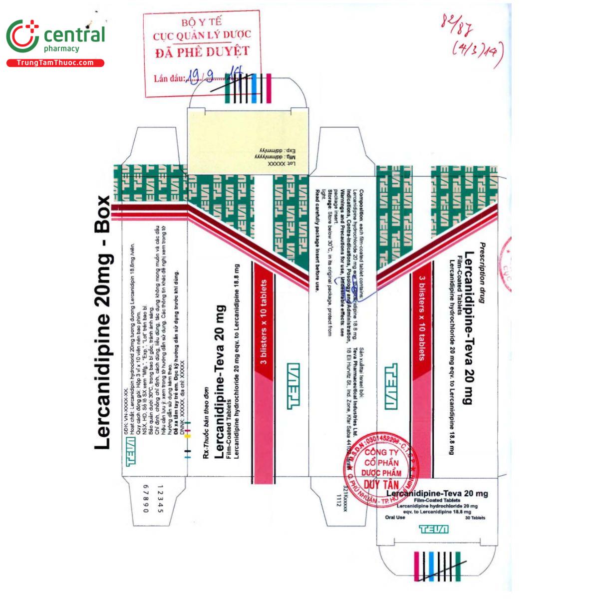 lercanidipine teva 20mg 3 N5556 lercanidipine teva 20mg 3 N5556