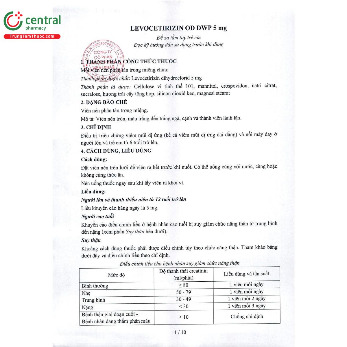levocetirizin od dwp 5mg 4 D1220 levocetirizin od dwp 5mg 4 D1220
