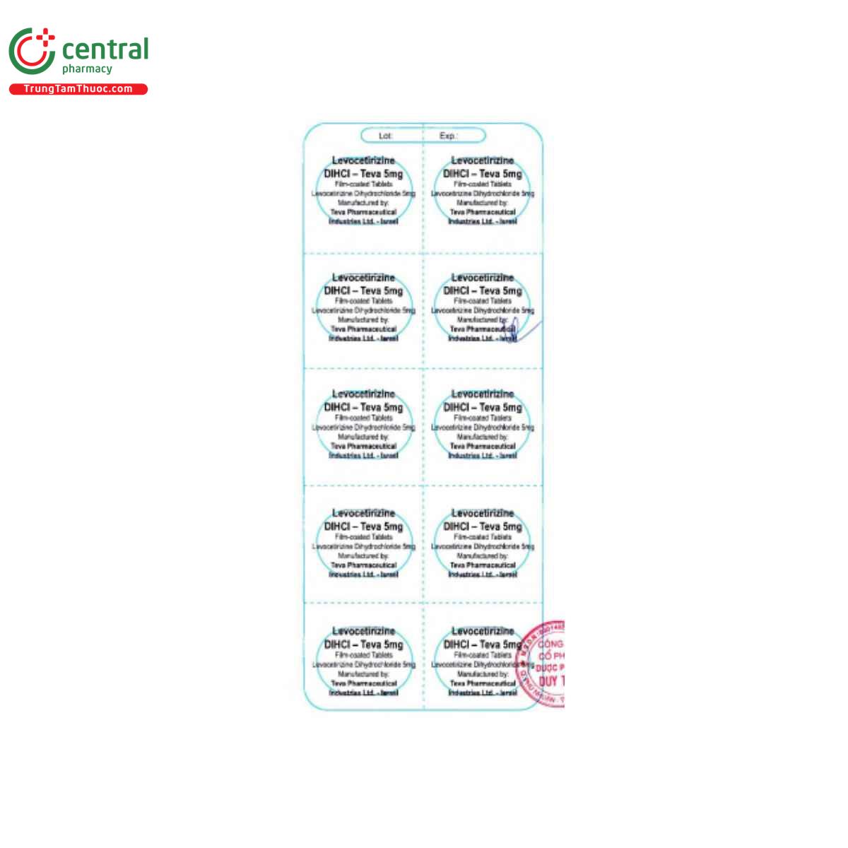 levocetirizine dihcl teva 5mg 3 U8481 levocetirizine dihcl teva 5mg 3 U8481