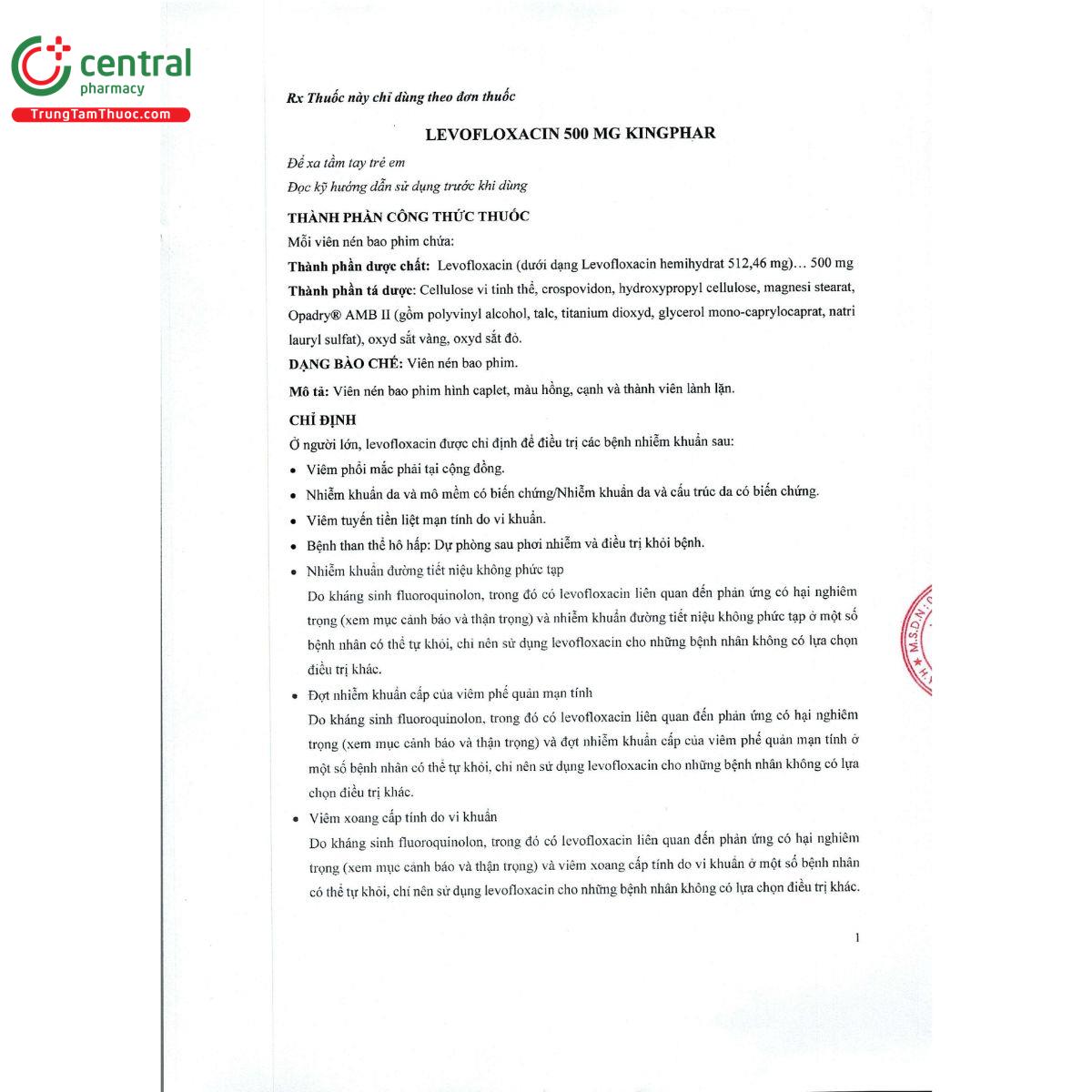 levofloxacin 500mg kingphar 4 F2001