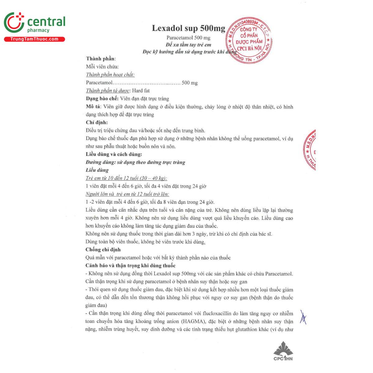 lexadol sup 500mg 3 D1712 lexadol sup 500mg 3 D1712