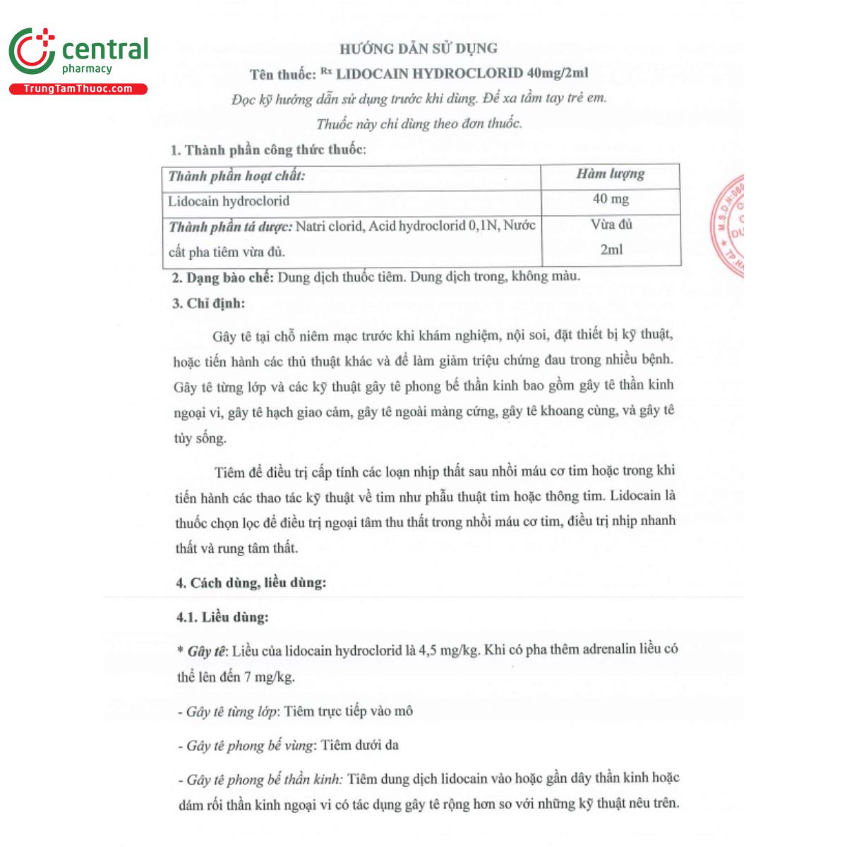 lidocain hydroclorid 40mg 2ml hd pharma 9 U8010