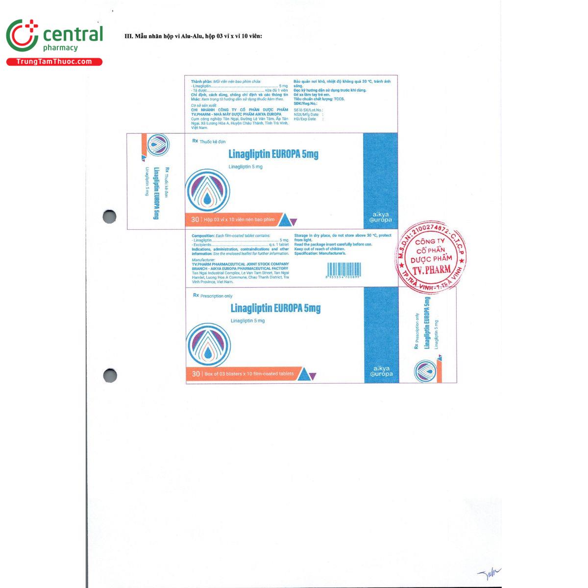 linagliptin europa 5mg 4 J3850