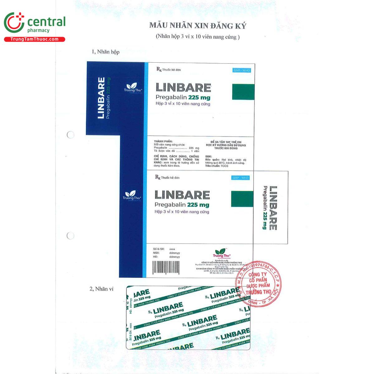 linbare 225mg 2 G2533