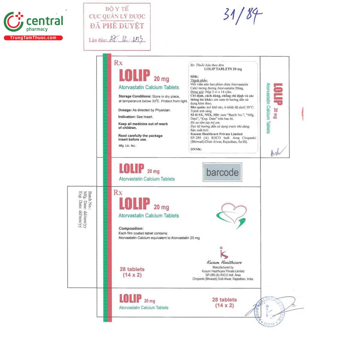 lolip tablets 20mg D1208 lolip tablets 20mg D1208
