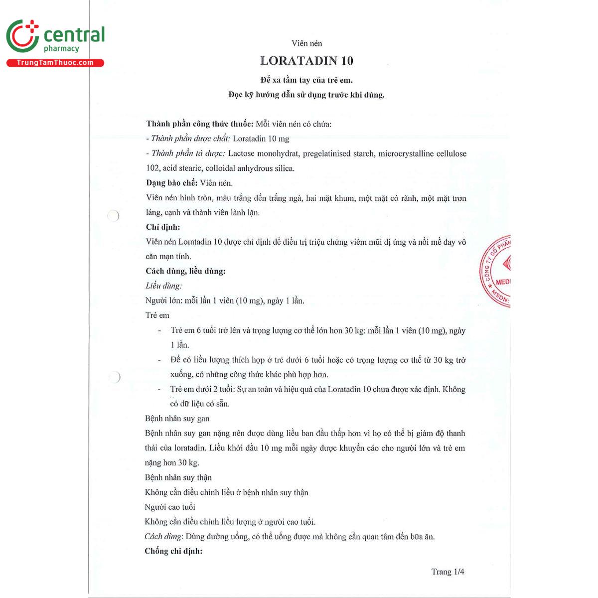 loratadin 10 medipharco 4 E1606