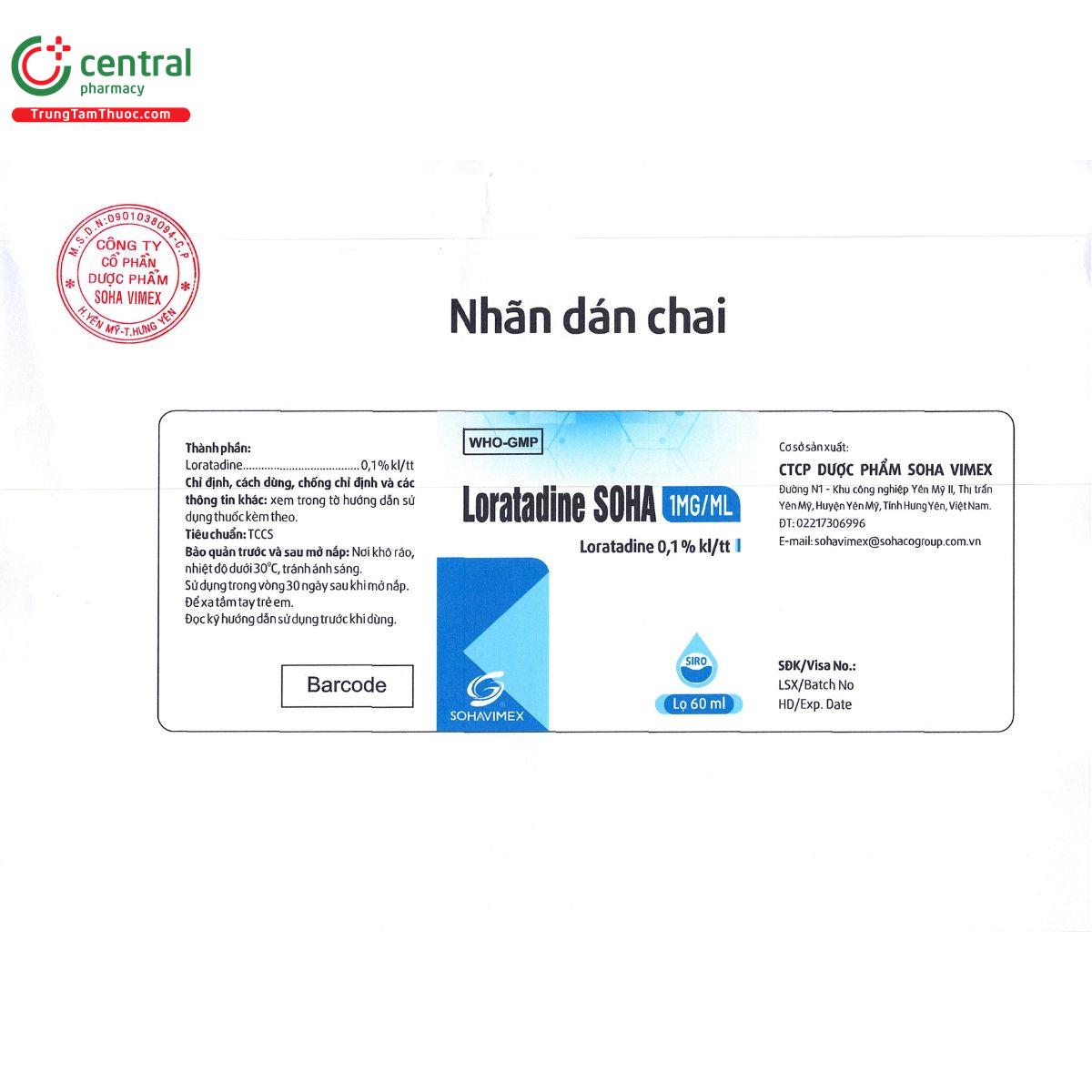 loratadine soha 1mg ml 1 U8836