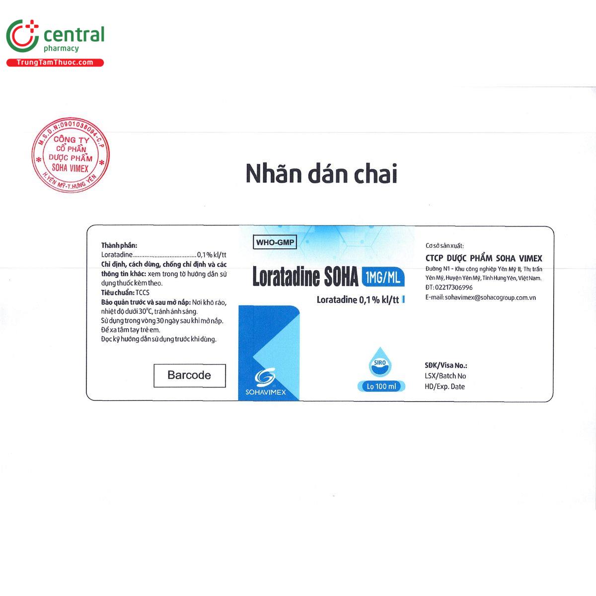 loratadine soha 1mg ml 3 N5306