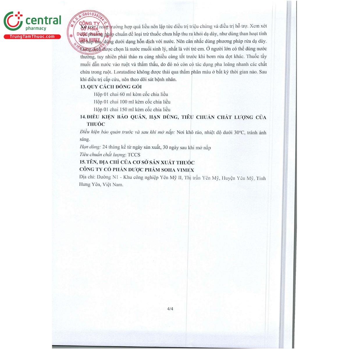 loratadine soha 1mg ml 3 N5306