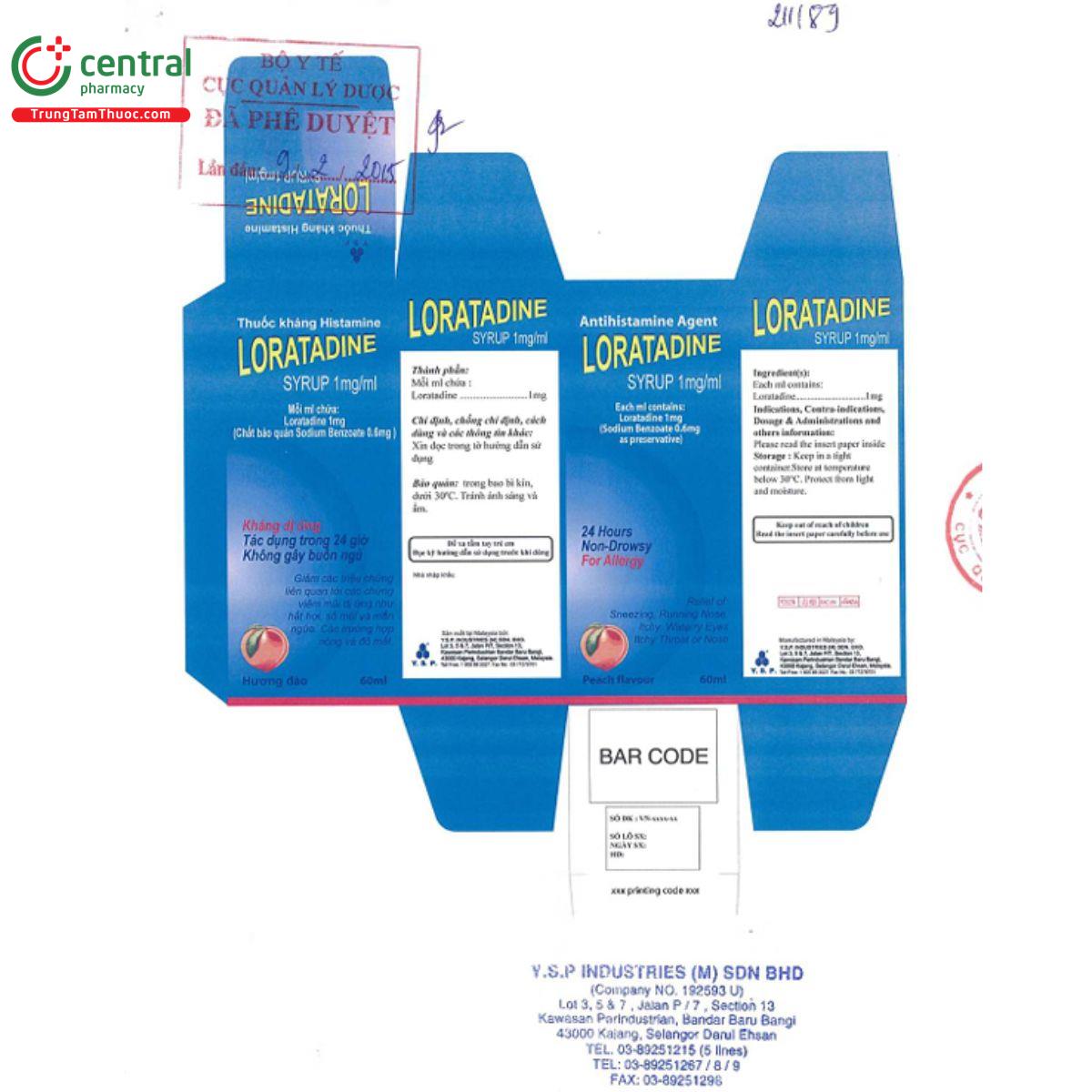 loratadine syrup 1mg ml ysp 4 A0472