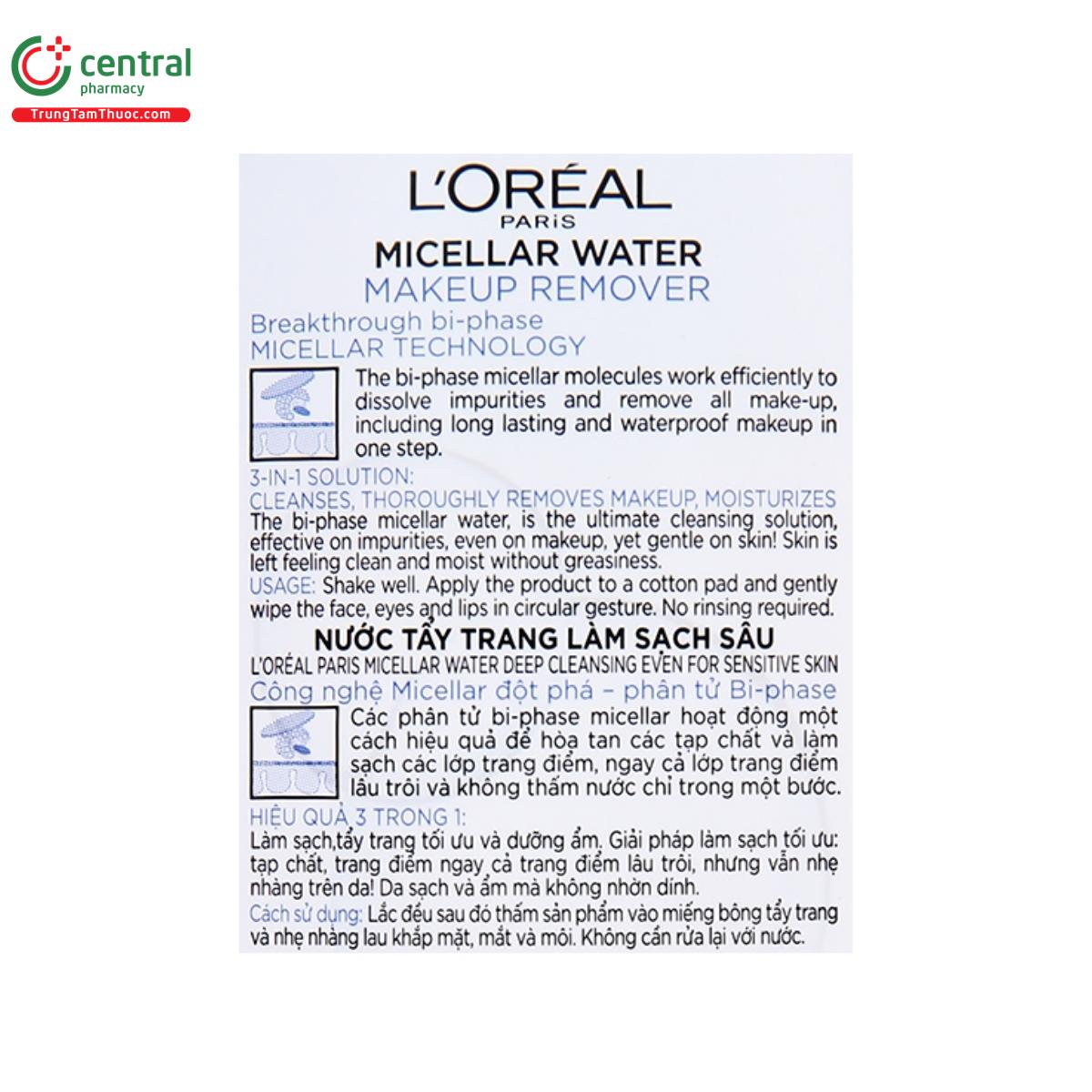 loreal micellar water 3 in 1 cho lop trang diem li 8 G2666