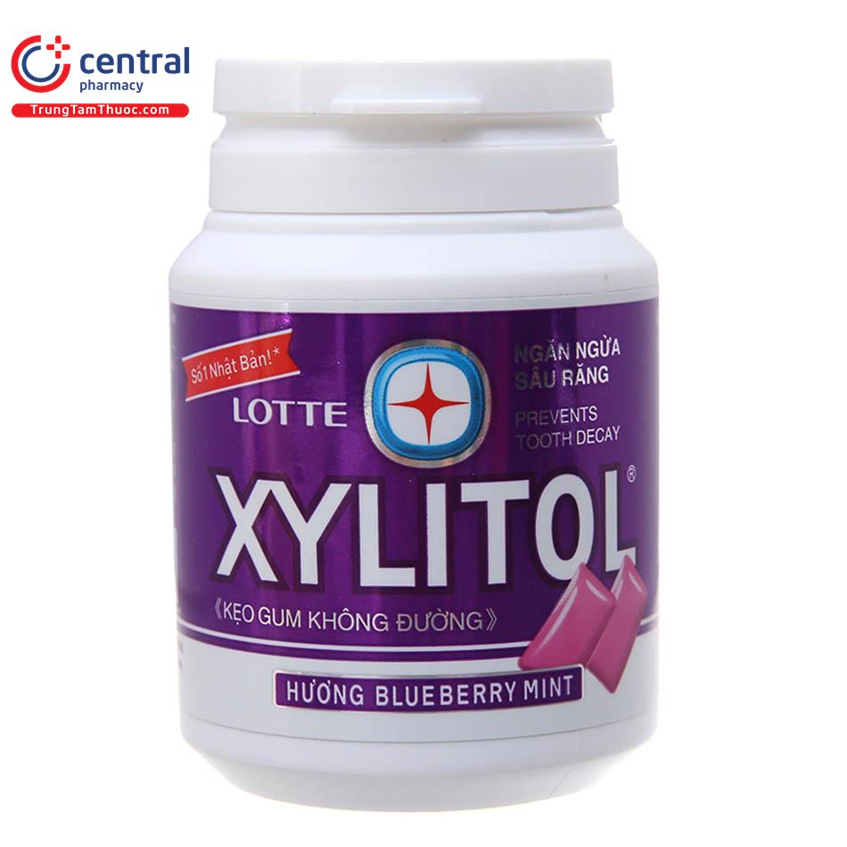 Kẹo gum không đường Lotte Xylitol Hương Blueberry Mint lọ 58g