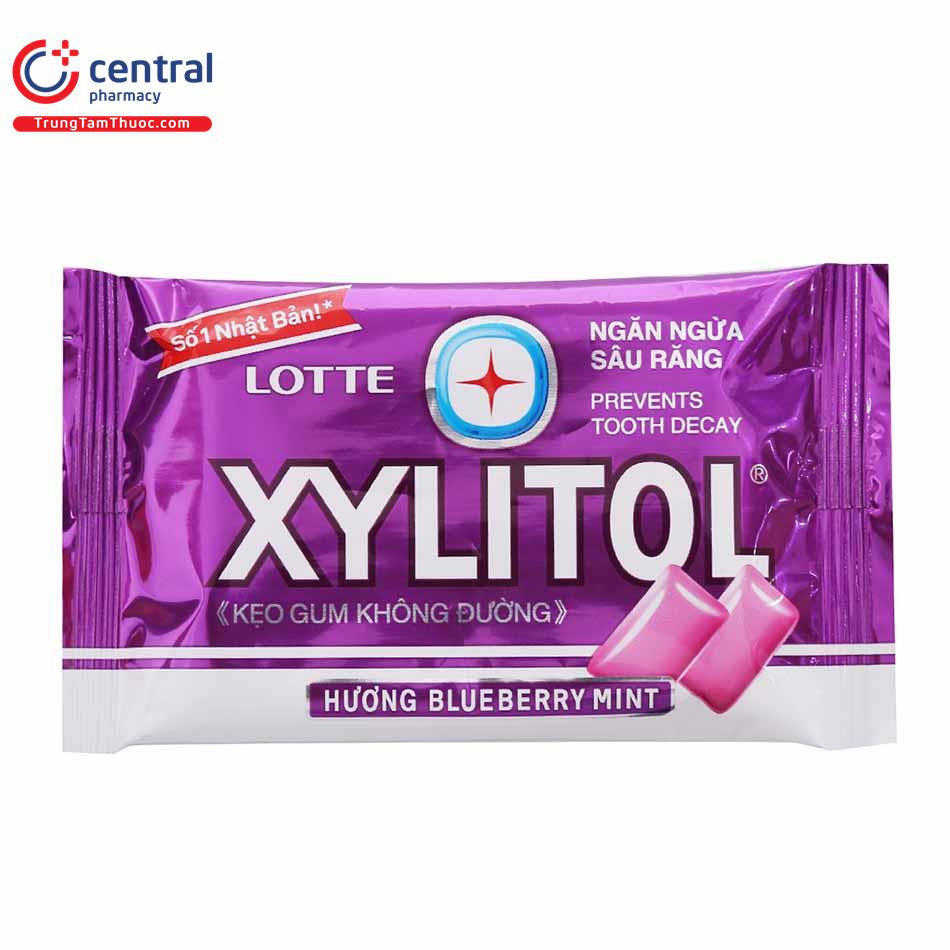 Kẹo gum không đường Lotte Xylitol Hương Blueberry Mint (Vỉ)