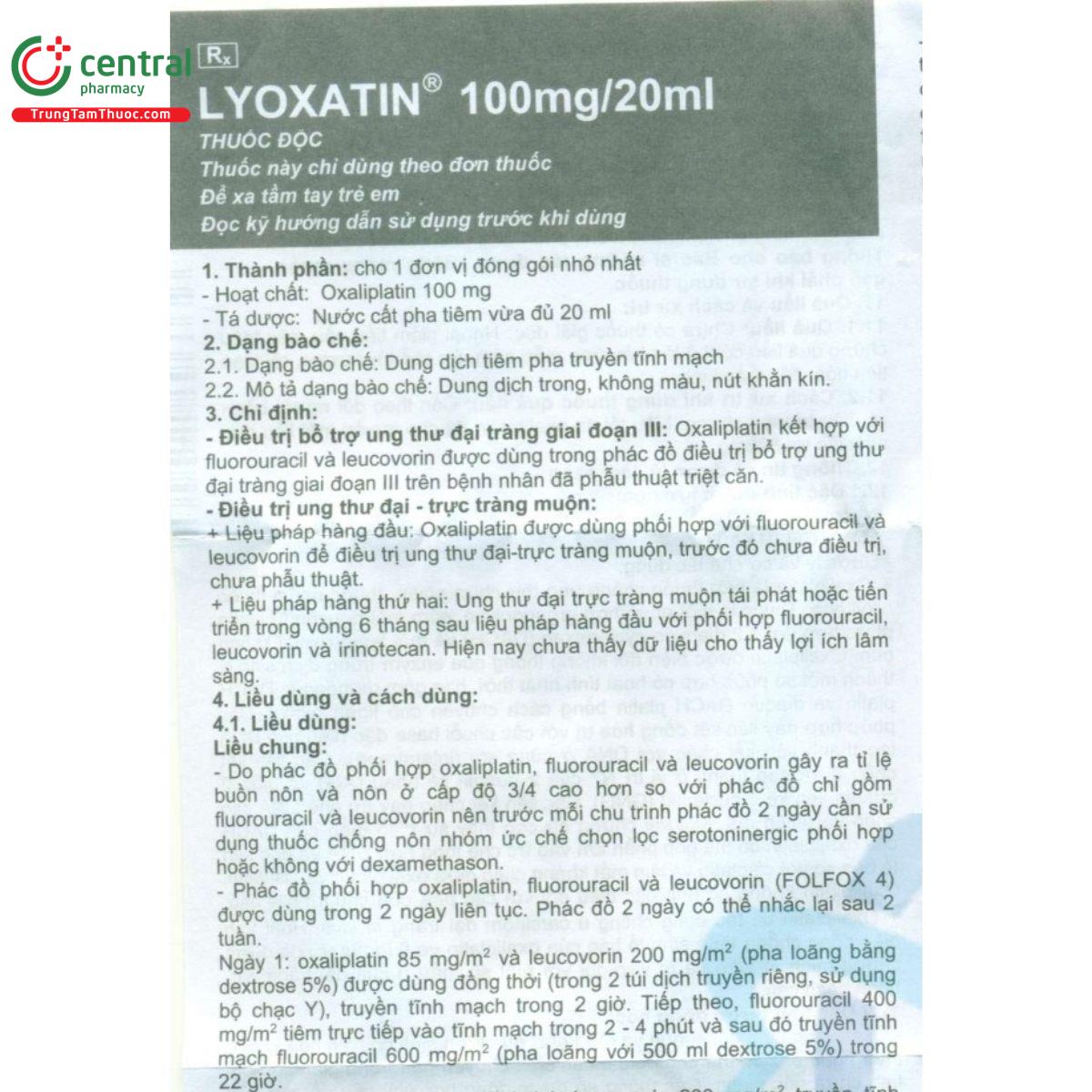 lyoxatin 100mg 20ml 6 Q6387