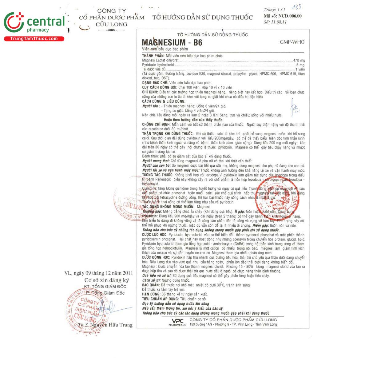 magnesium b6 pharimexco 12 M5515