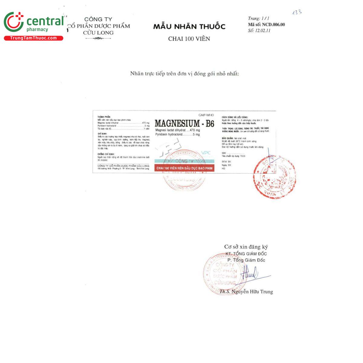 magnesium b6 pharimexco 9 O6404