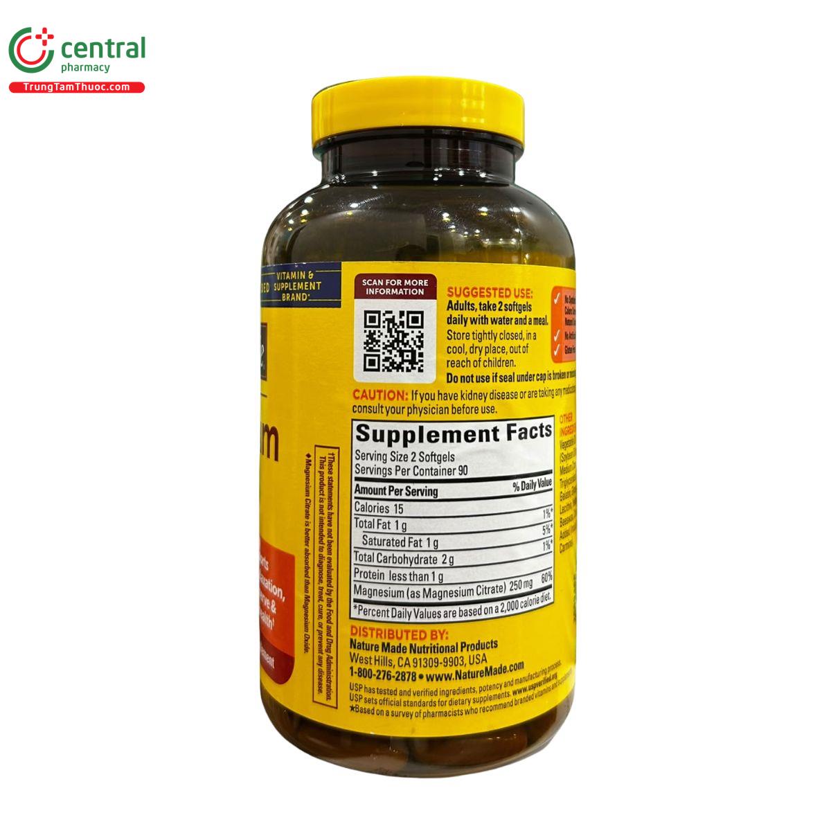 magnesium citrate 250mg nature made 3 V8406
